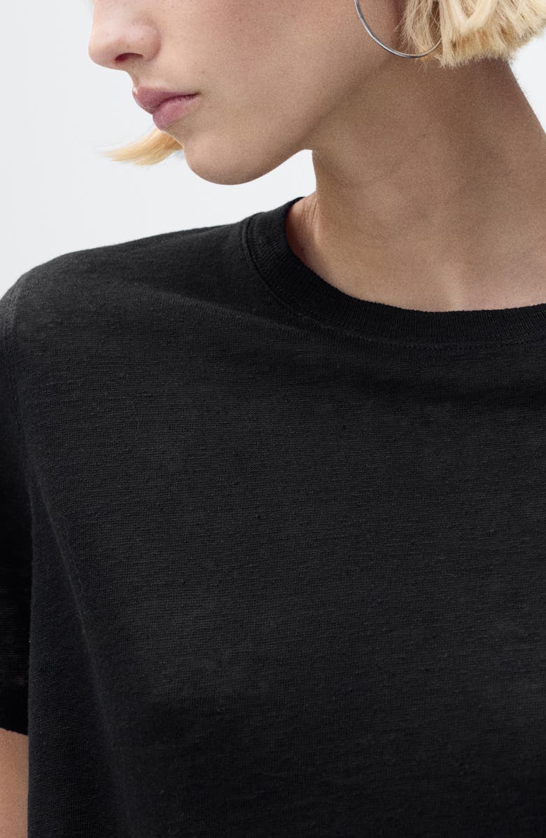 MANGO Crewneck Linen T-Shirt, Alternate, color,