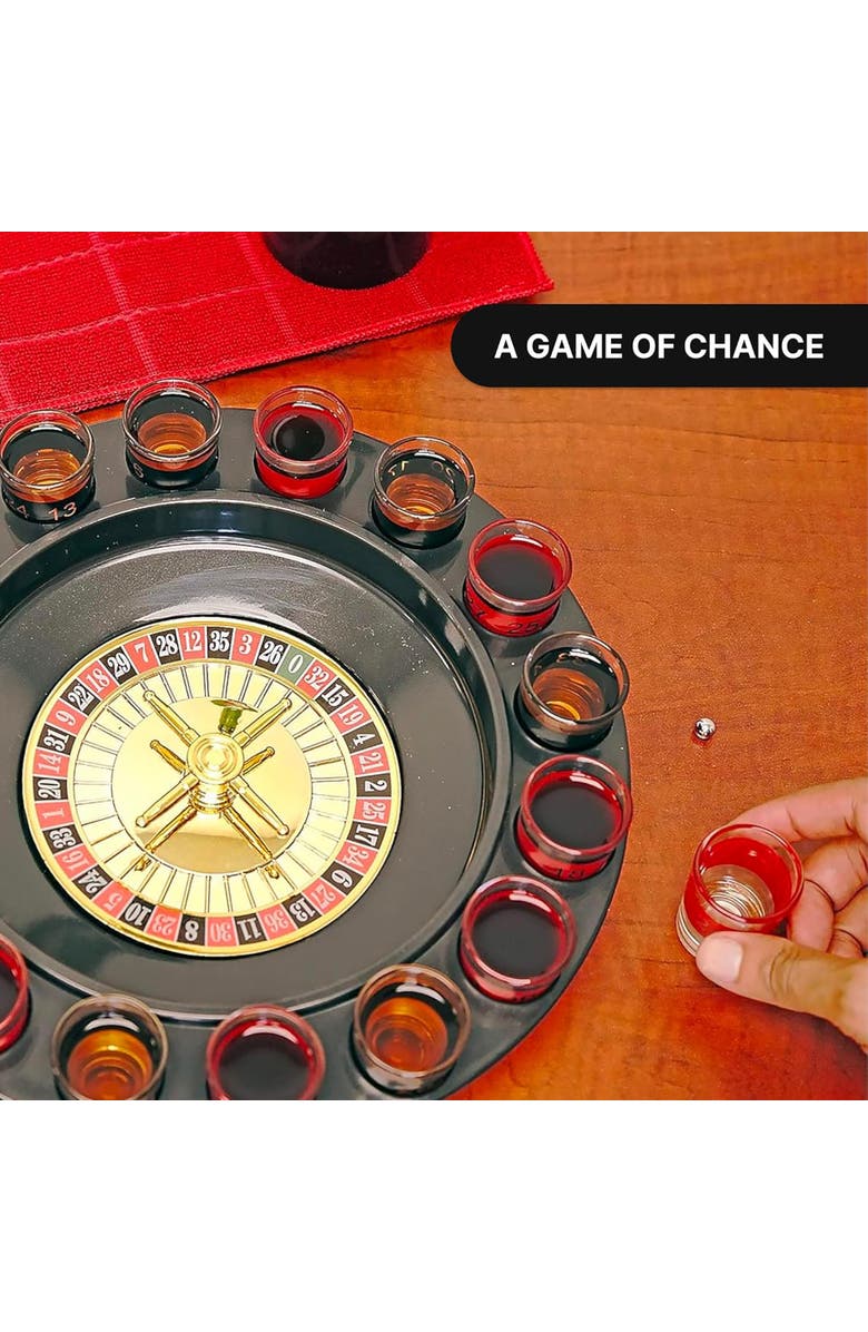 Fairly Odd Novelties Shot Glass Roulette, Drinking Casino Party Game Set, Alternate, color, Multicolored