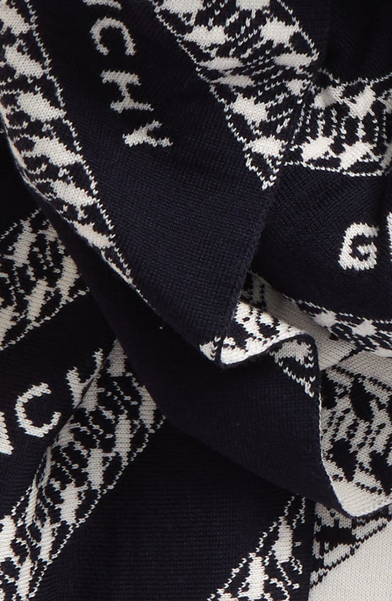 Givenchy Intarsia Logo & Chain Link Wool Scarf, Alternate, color, 