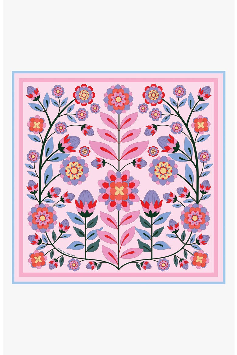 Double Sided Silk Scarf Of Pink Garden, Main, color, Pink