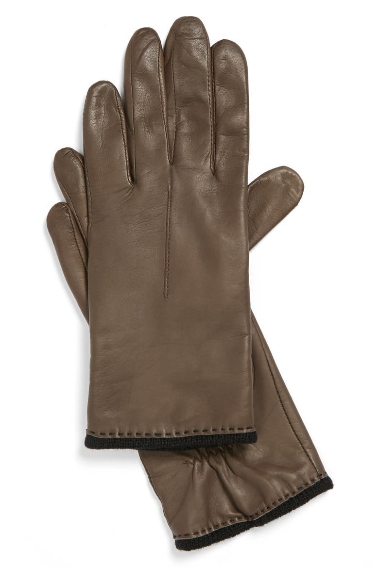 Metisse Leather Glove, Main, color, CALME