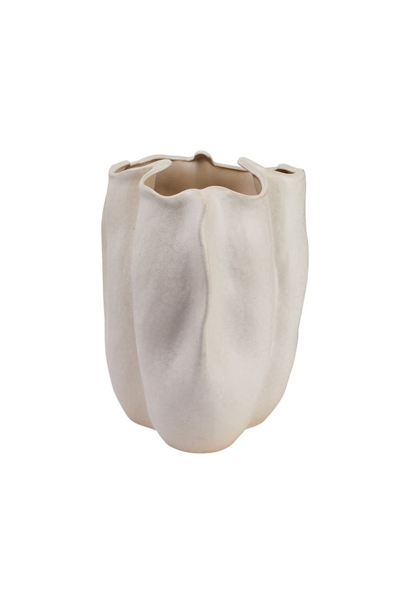 Storied Home Organically Shaped Stoneware Vase, White, Main, color, Cream