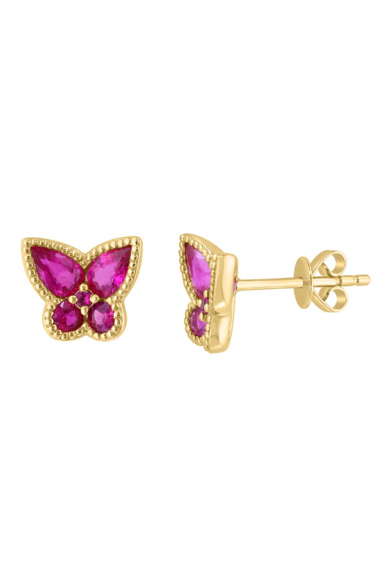 Natural Ruby Butterfly Stud Earrings, Alternate, color, RED