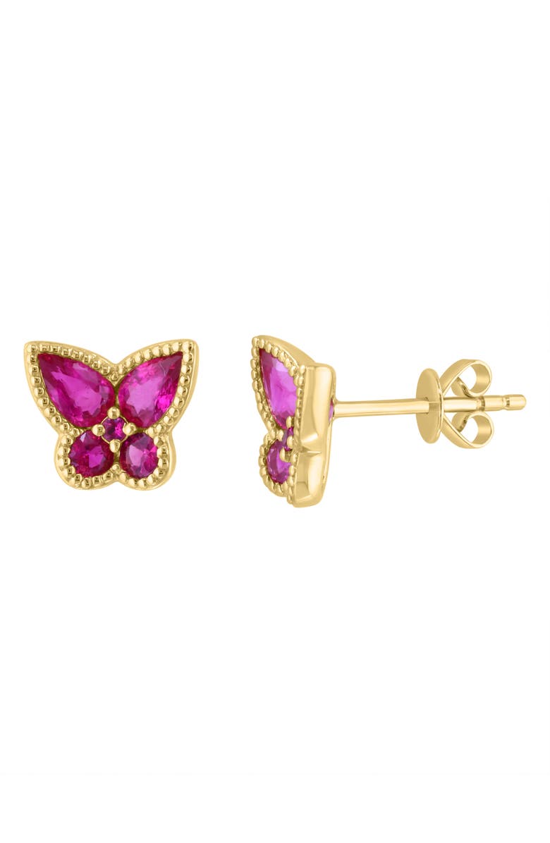 EFFY Natural Ruby Butterfly Stud Earrings, Alternate, color, Red