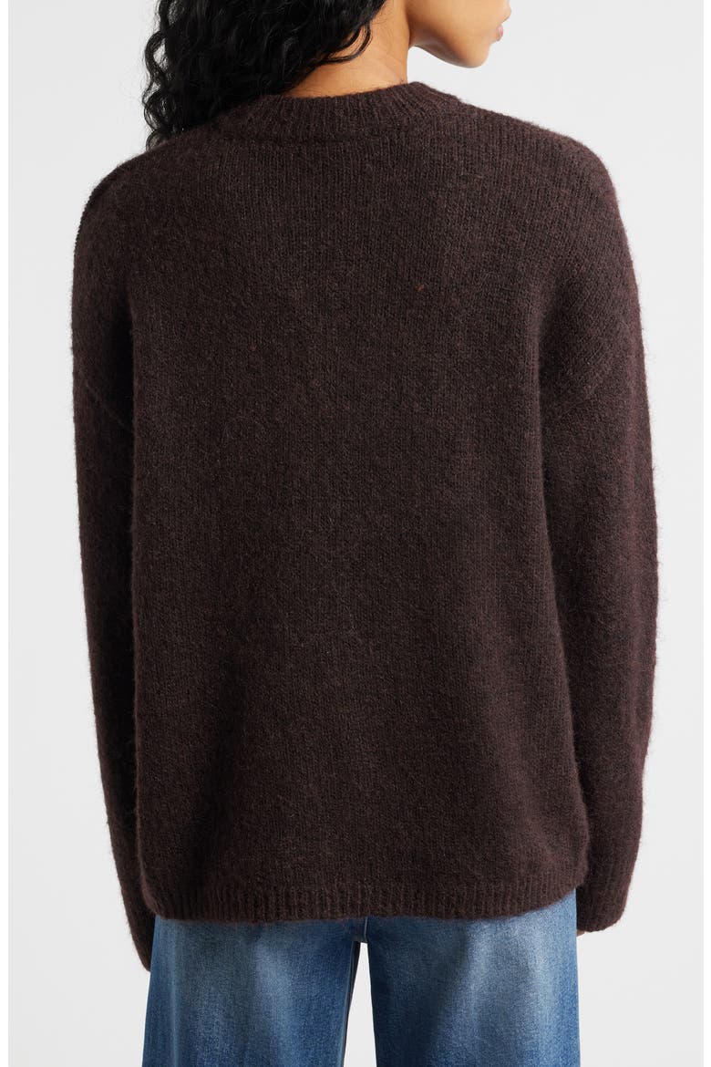 Boxy Fluffy Crewneck Sweater, Alternate, color, CHOCOLATE