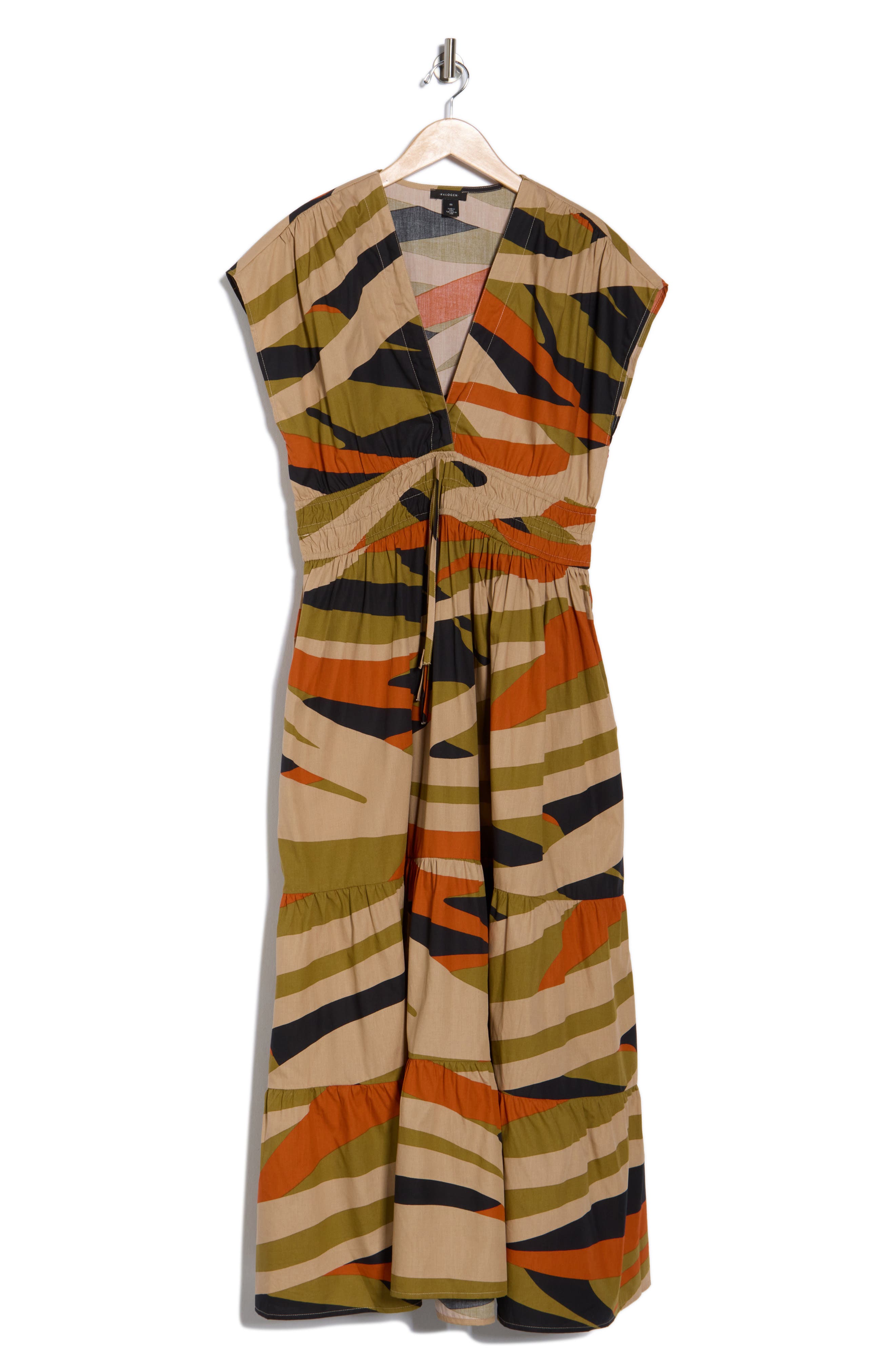 Stripe Cap Sleeve Cotton Maxi Dress