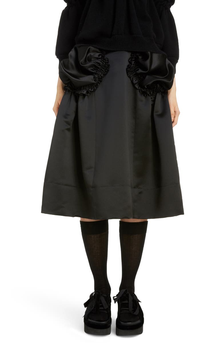 Simone Rocha Gathered Pocket Belted Satin Skirt, Main, color,