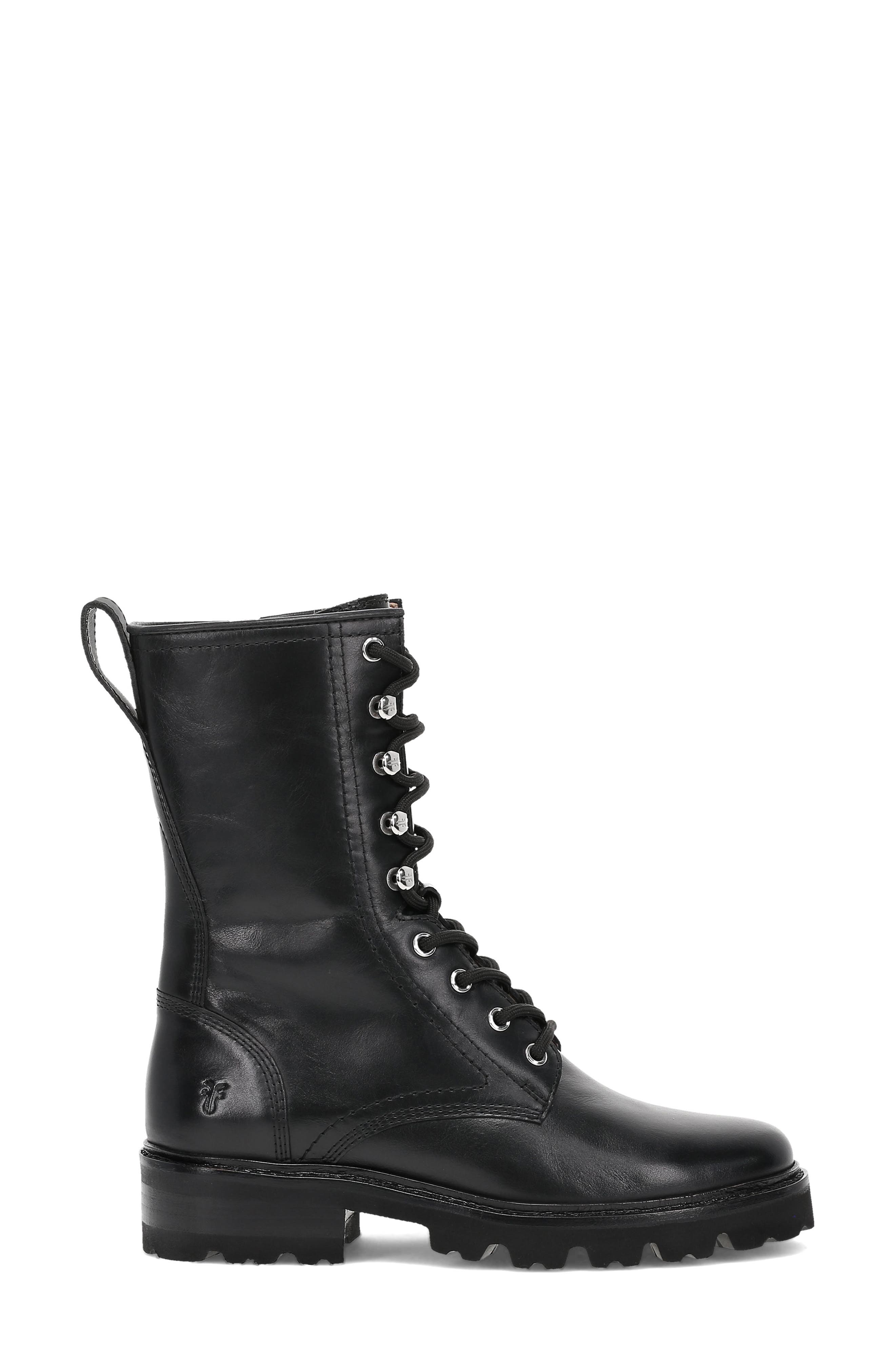 Frye Olivia Combat Boot, Alternate, color, Black
