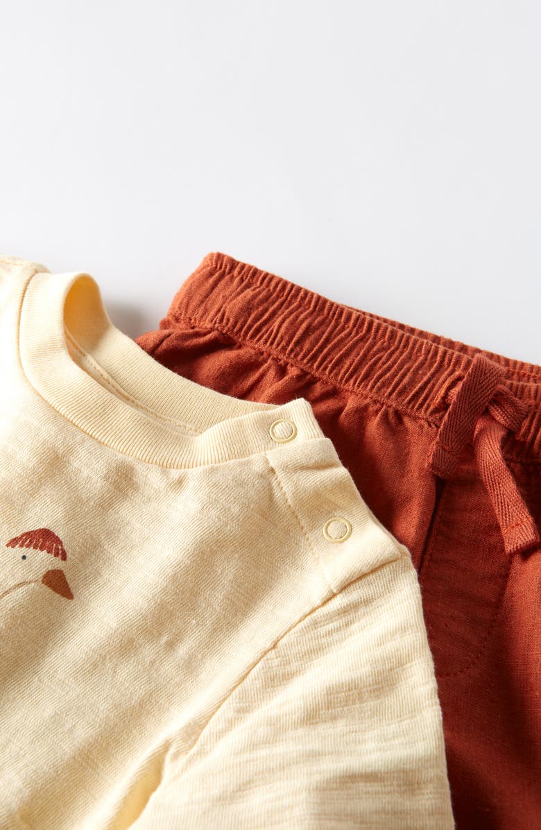 Nordstrom Graphic T-Shirt & Drawstring Shorts Set, Alternate, color, Beige Gelato Goose- Rust