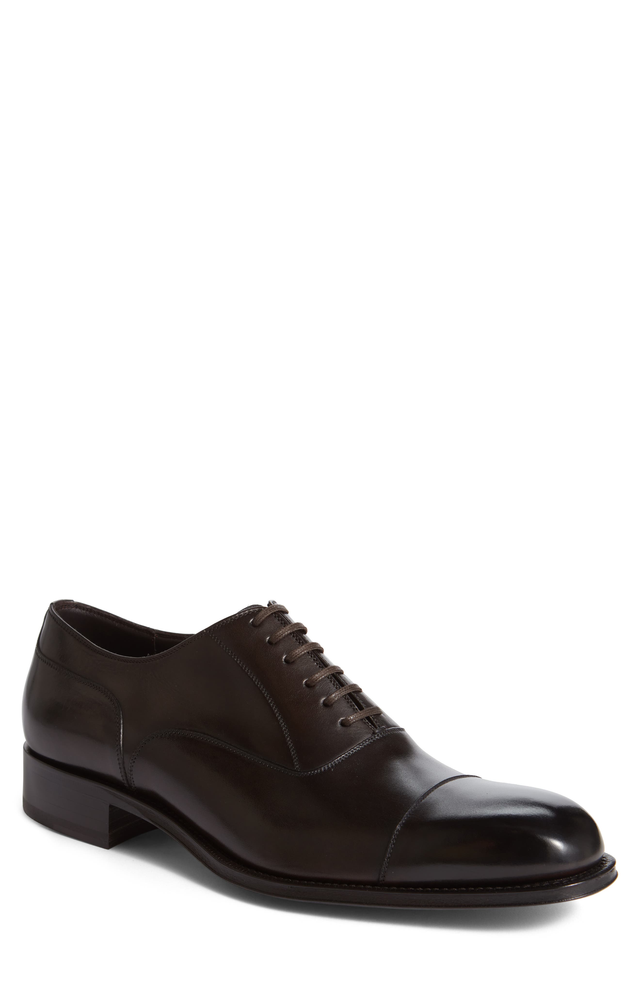 TOM FORD Gianni Cap Toe Oxford, Main, color, Ebony