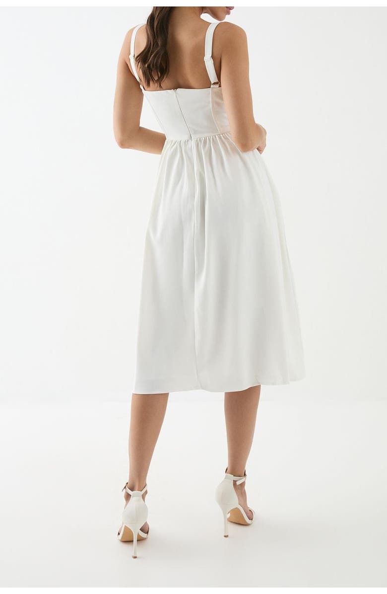 MissPap Square Neck A-Line Midi Dress, Alternate, color, Ivory