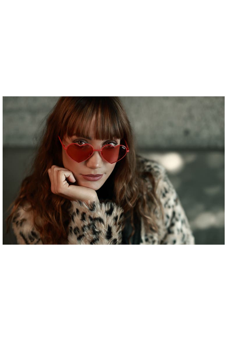 Australia 53mm Heart Breaker Heart-Shaped Sunglasses, Alternate, color, RED/ RED