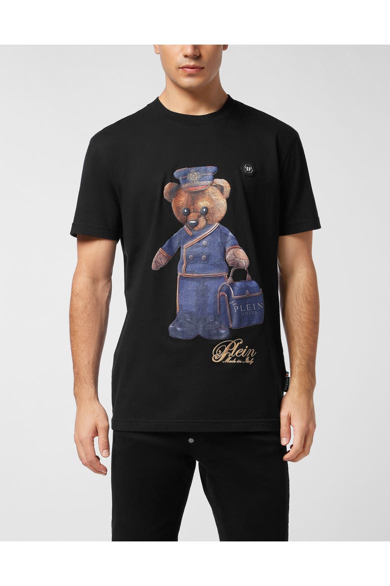 T-Shirt Round Neck Ss Teddy Men, Main, color, black