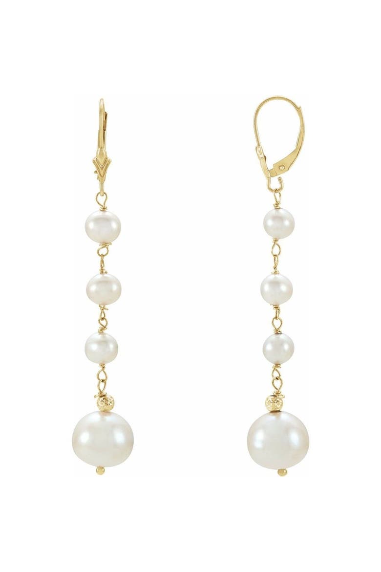 Freshwater Pearl Earrings in 14K Gold, Alternate, color, White