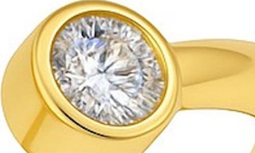Gabi Rielle Double Bezel Set Cubic Zirconia Open Ring In Gold