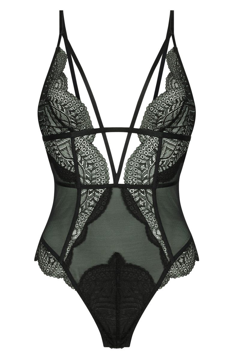 Hunkemöller Jody Strappy Lace & Mesh Teddy, Alternate, color, 
