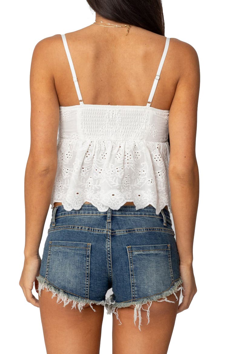 Emme Eyelet Cotton Babydoll Camisole, Alternate, color, WHITE