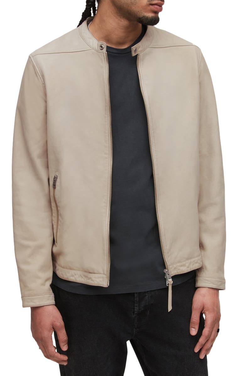 AllSaints Marina Leather Jacket, Main, color, Clifftop Taupe