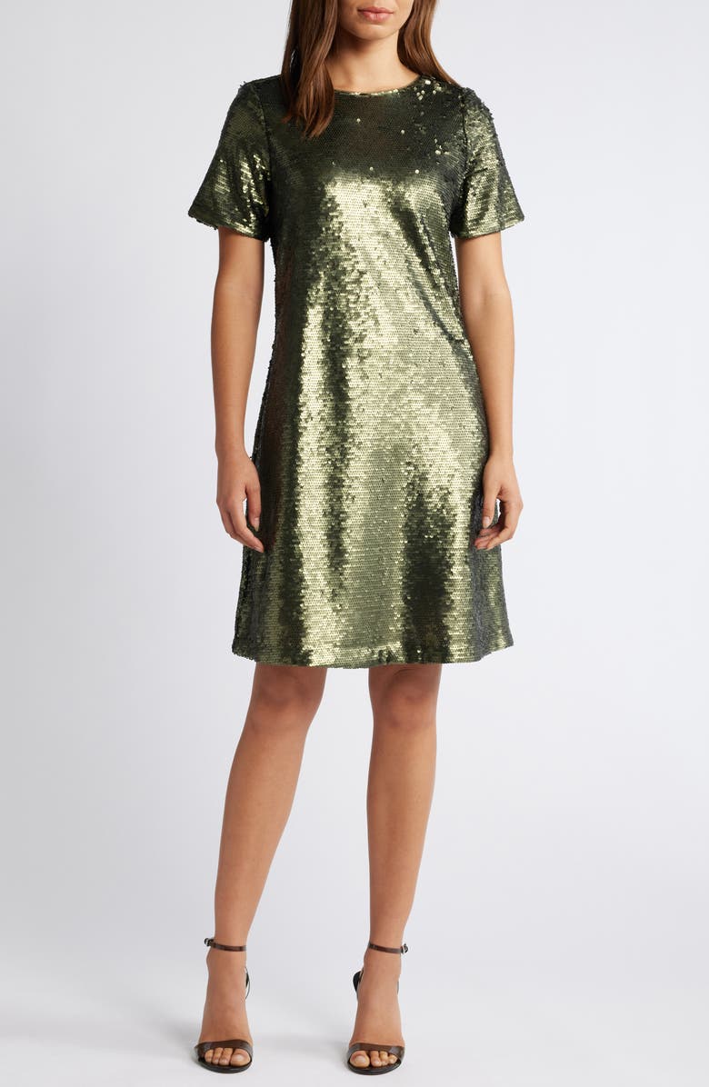 Anne Klein Sequin T-Shirt Dress, Main, color,