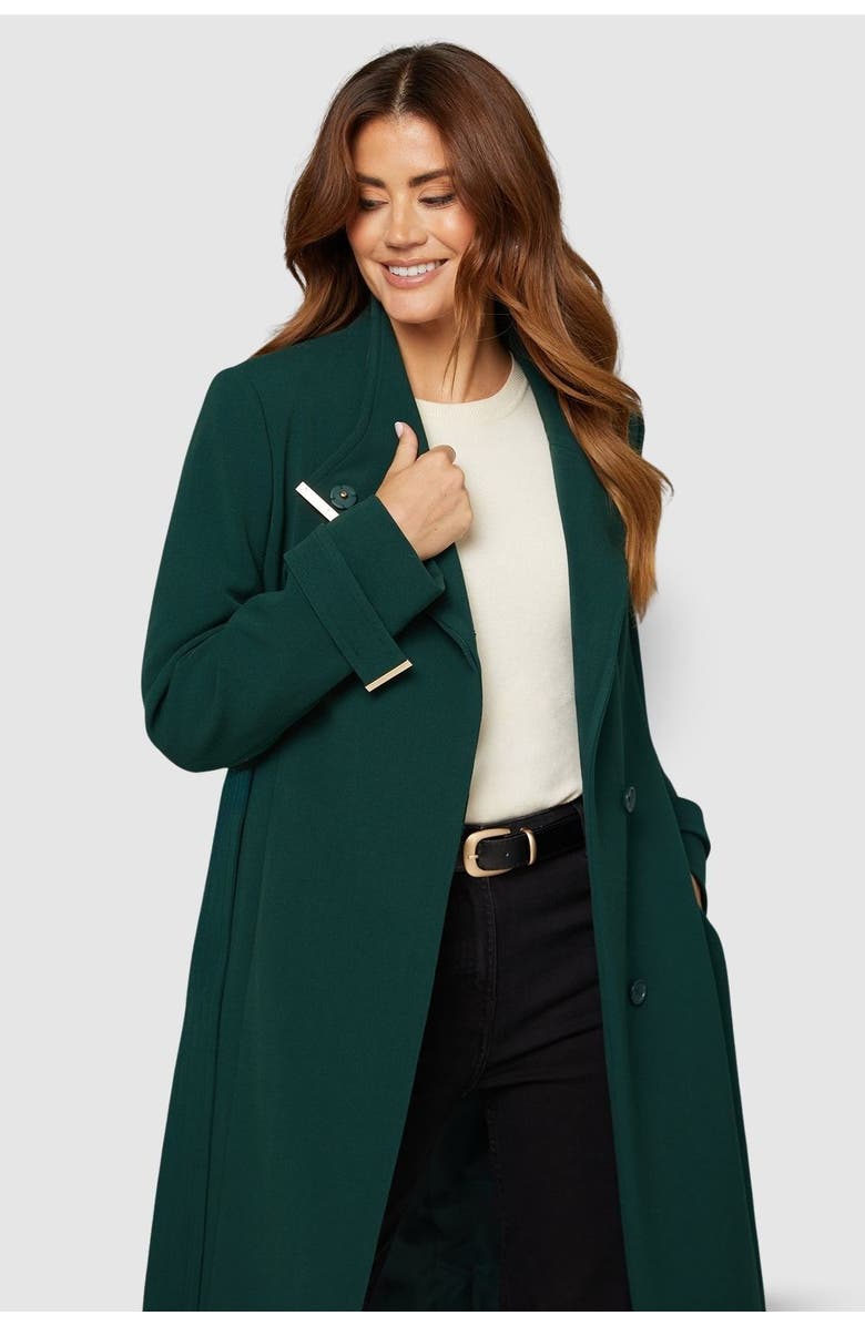 Wallis Double Crepe Wrap Belted Coat, Alternate, color, Green
