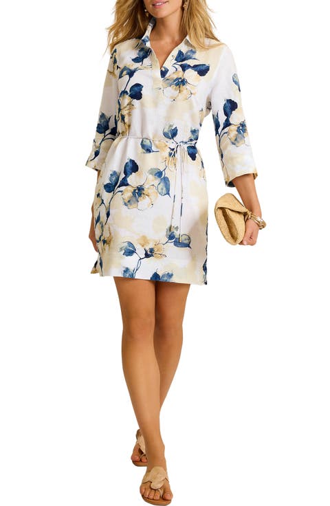 Beleza Blossom Linen Shift Dress