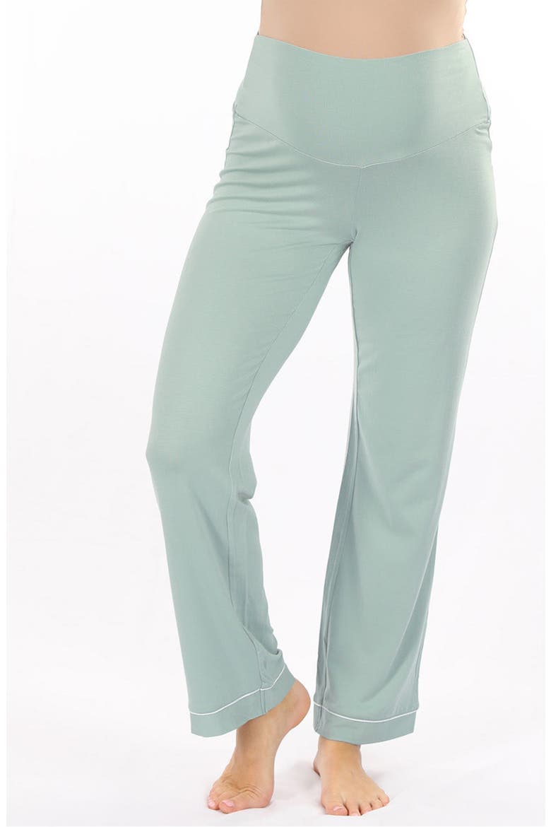 Short Sleeve Maternity Pajamas, Alternate, color, SAGE GREEN