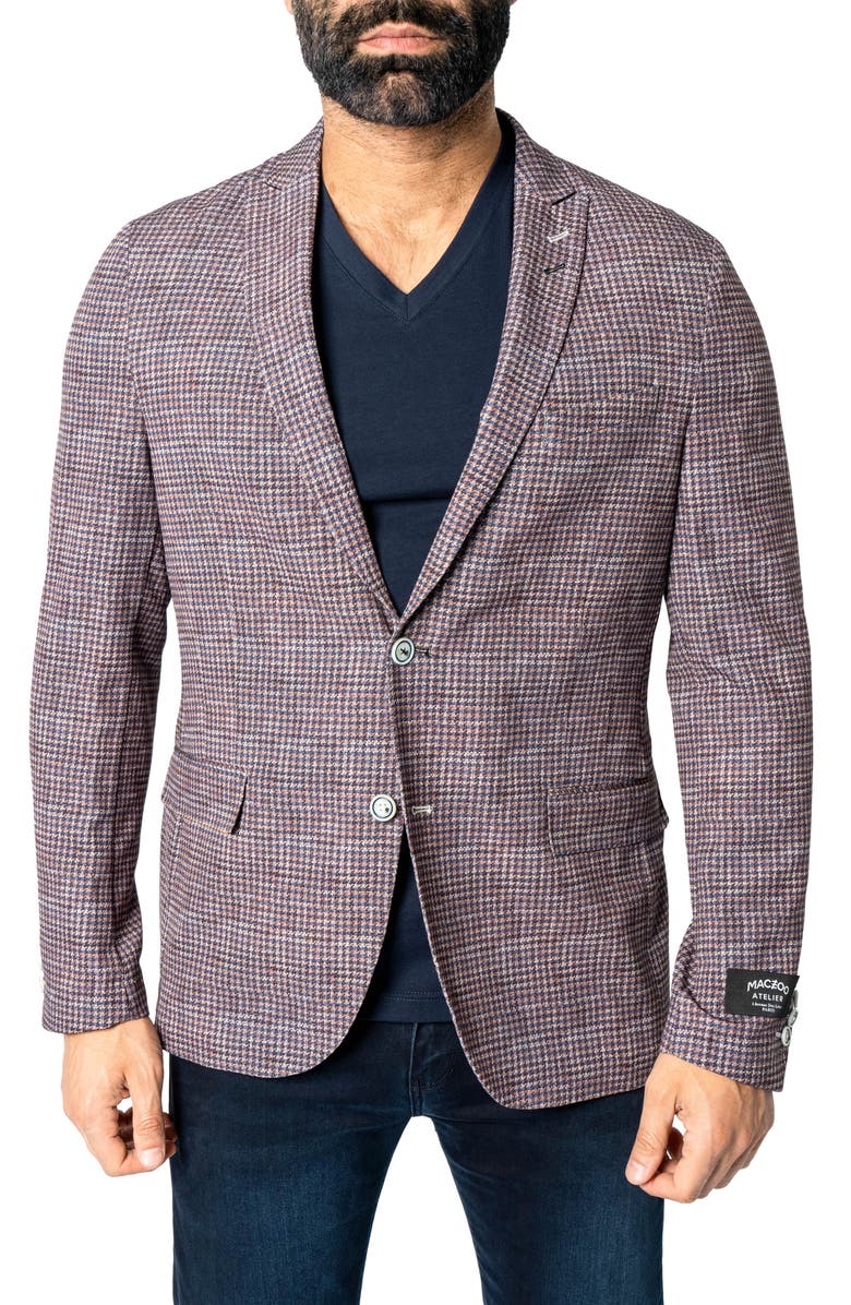 Maceoo Descartes Houndstooth Sport Coat, Main, color, Brown