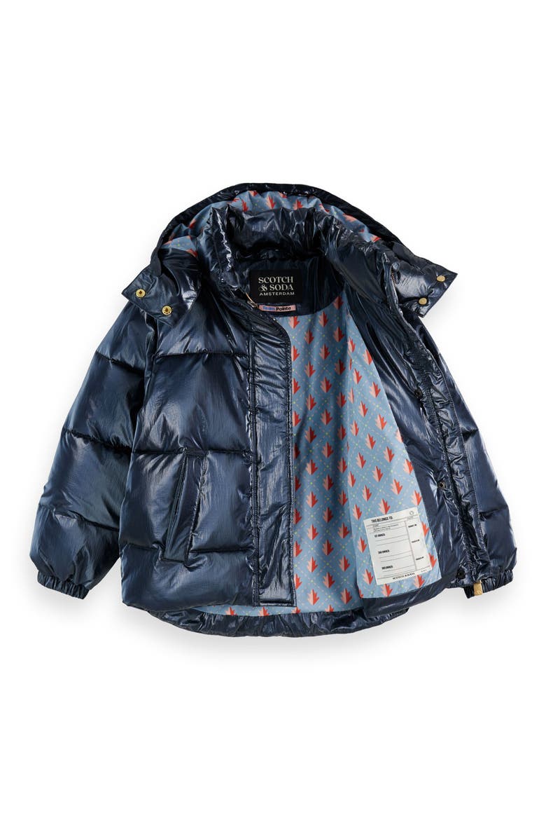 Kids' Water Repellent Metallic Puffer Jacket, Alternate, color, SKY CAPTAIN