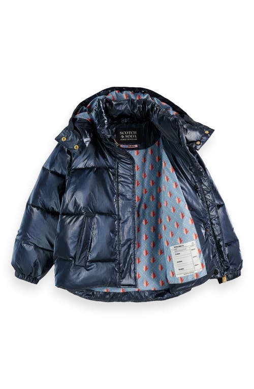 Scotch & Soda Kids' Water Repellent Metallic Puffer Jacket In Blue