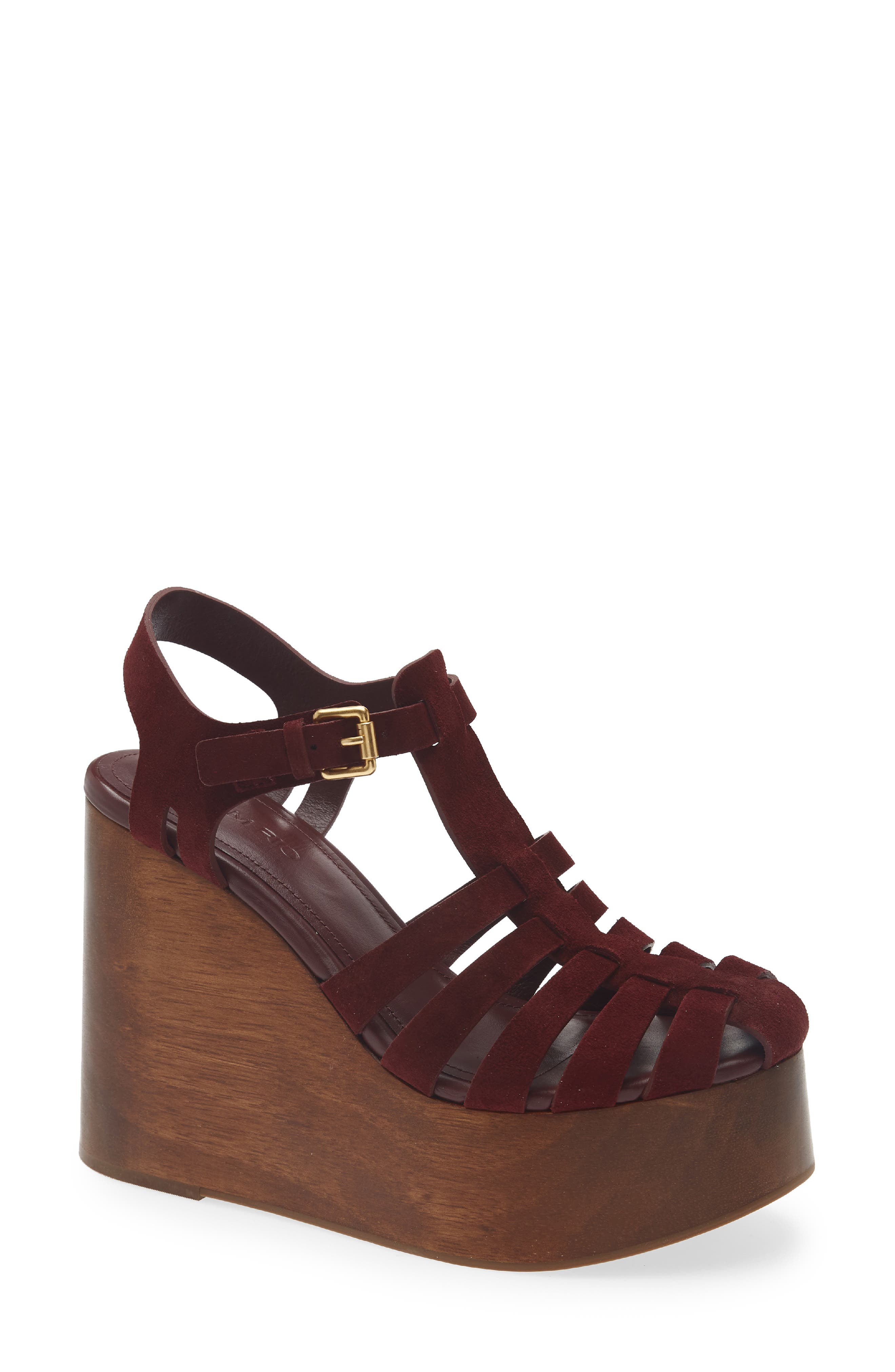 Slingback Platform Wedge Fisherman Sandal, Main, color, MERLOT