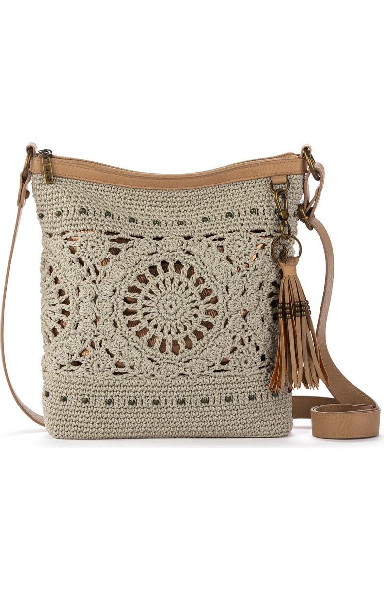 The Sak Lucia Crossbody Hand Crochet Bag, Main, color, Natural Grey Medallion