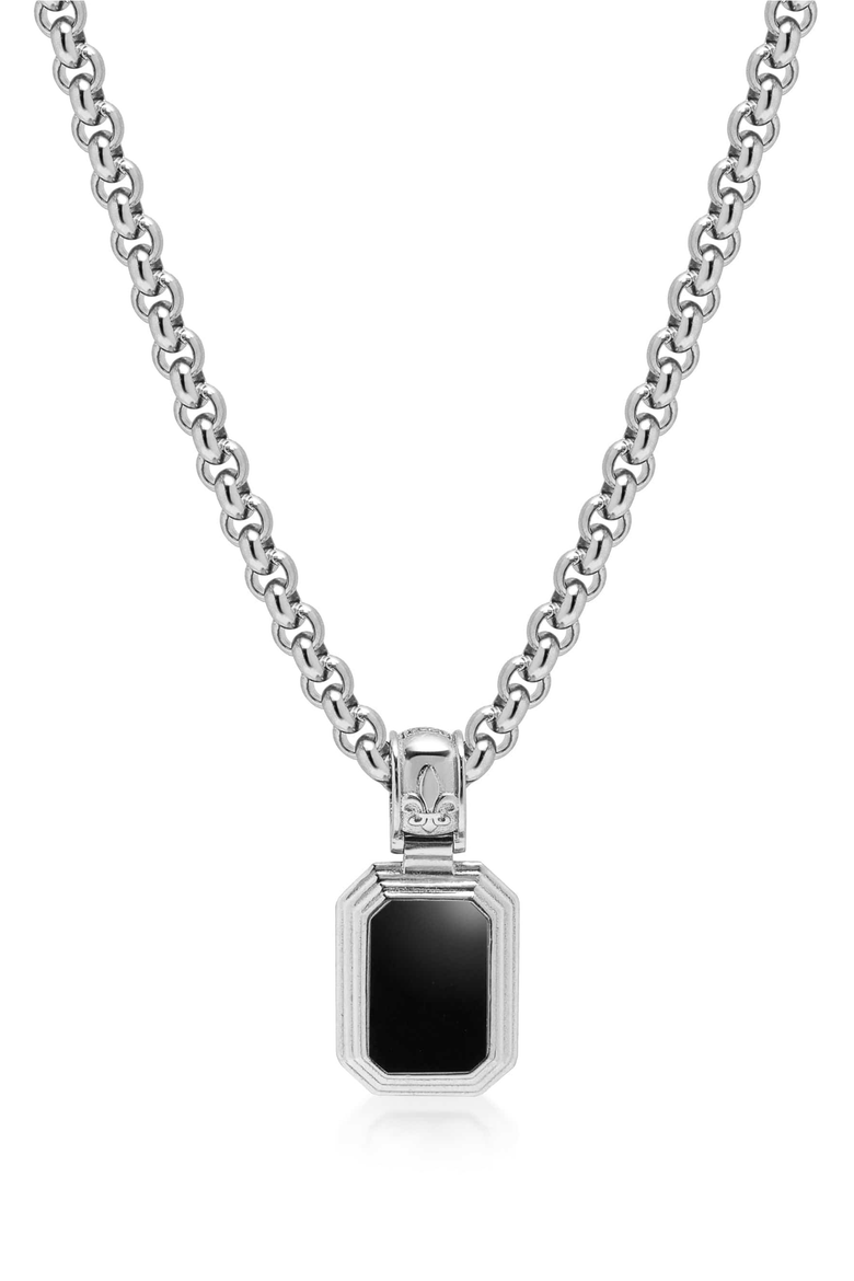 Sterling Silver Necklace with Two-in-One Turquoise and Black Onyx Pendant, Main, color, Turquoise / Black Onyx