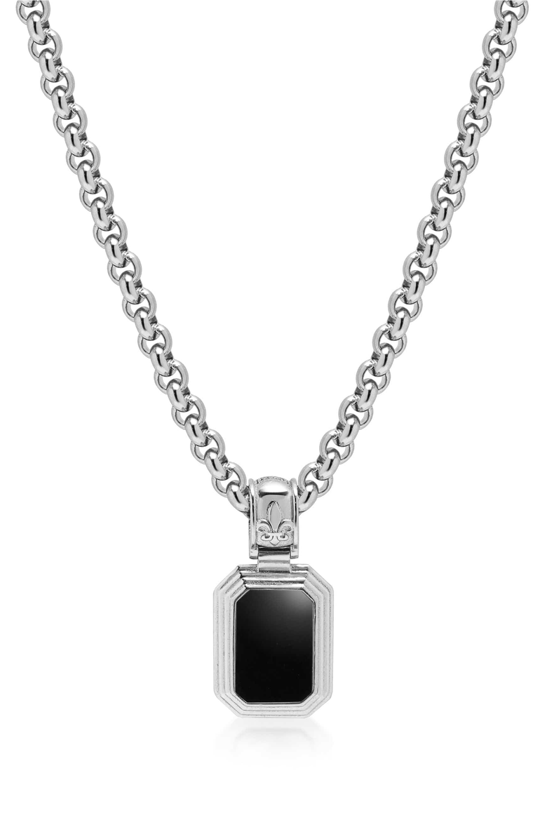 Nialaya Sterling Silver Necklace with Two-in-One Turquoise and Black Onyx Pendant, Main, color, Turquoise / Black Onyx