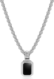 Nialaya Sterling Silver Necklace with Two-in-One Turquoise and Black Onyx Pendant