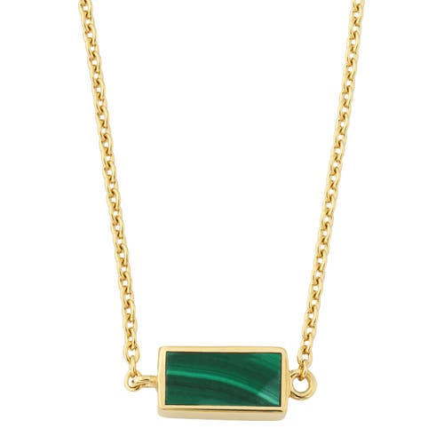Jan Leslie Single Station Rectangle Dash Necklace In Sterling 18k Gold Overlay In Green