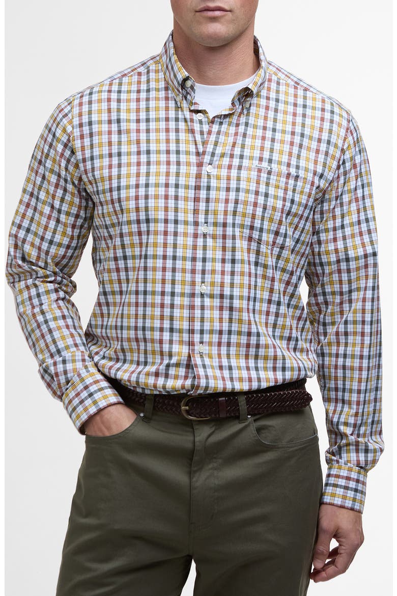 Hallhill Performance Button-Down Shirt, Main, color, RUST