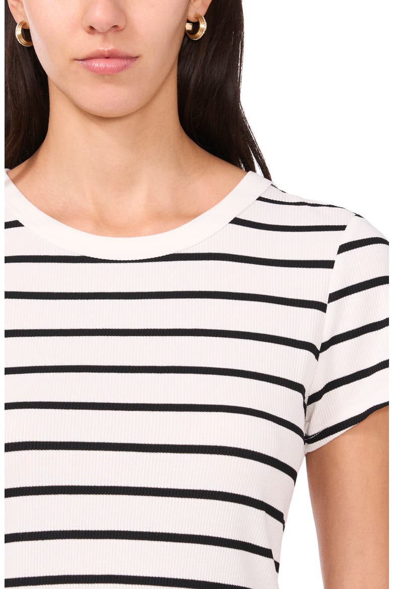 Rib Knit Jersey T-Shirt, Alternate, color, NEW IVORY STRIPE