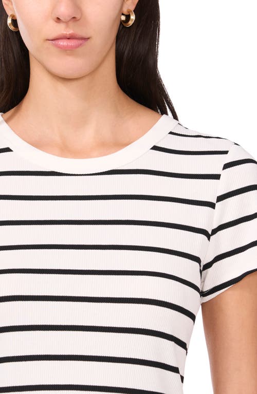 Halogen ® Rib Knit Jersey T-shirt In New Ivory Stripe