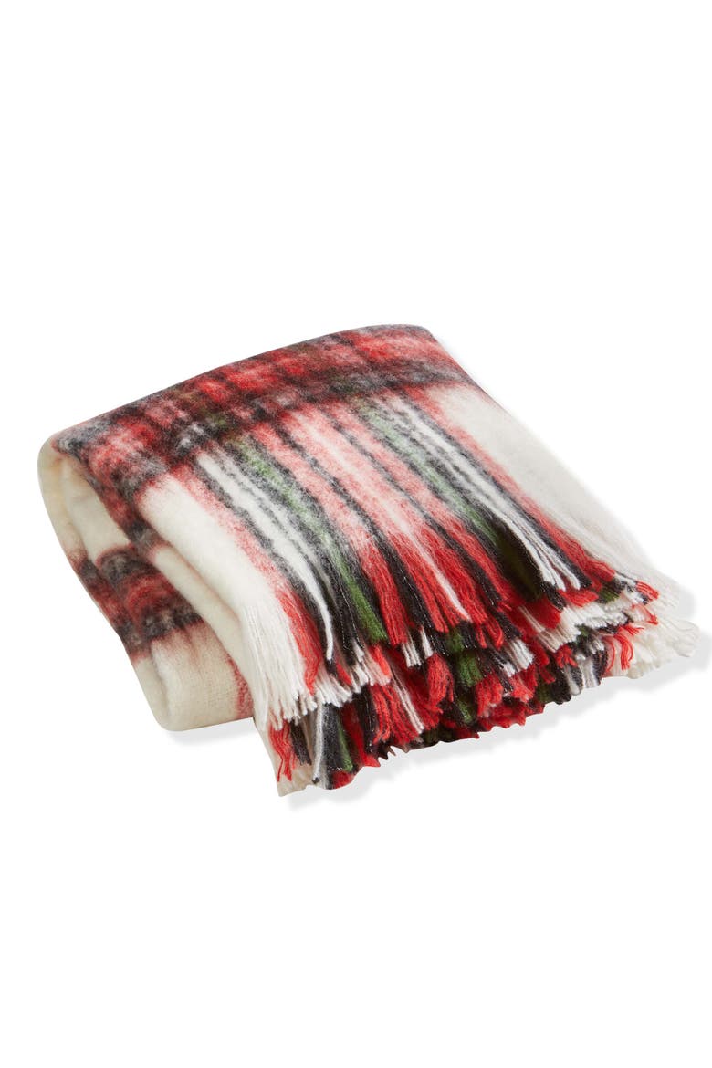 Red Multi Tartan Check Throw Blanket Cozy Acrylic Christmas, Main, color, Red