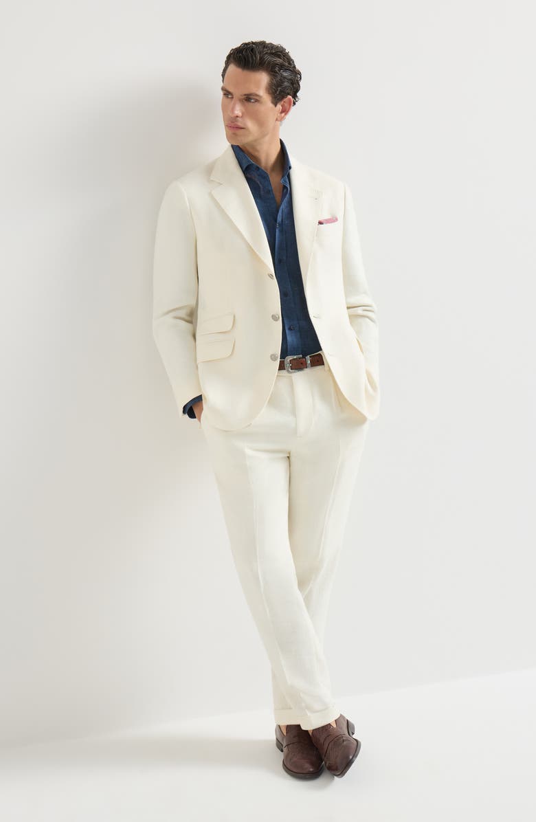 Brunello Cucinelli Délavé linen shirt, Alternate, color, Navy Blue