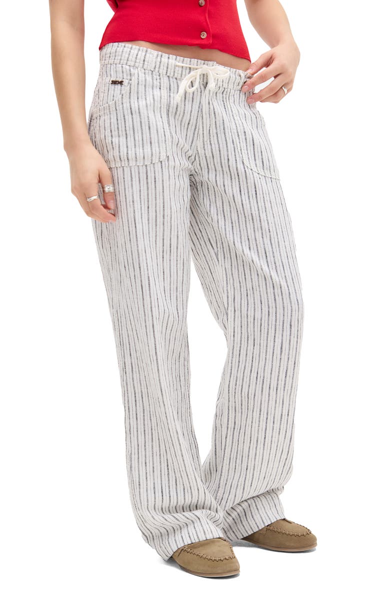 BDG Urban Outfitters Drawstring Wide Leg Linen & Cotton Blend Pants, Main, color, 
