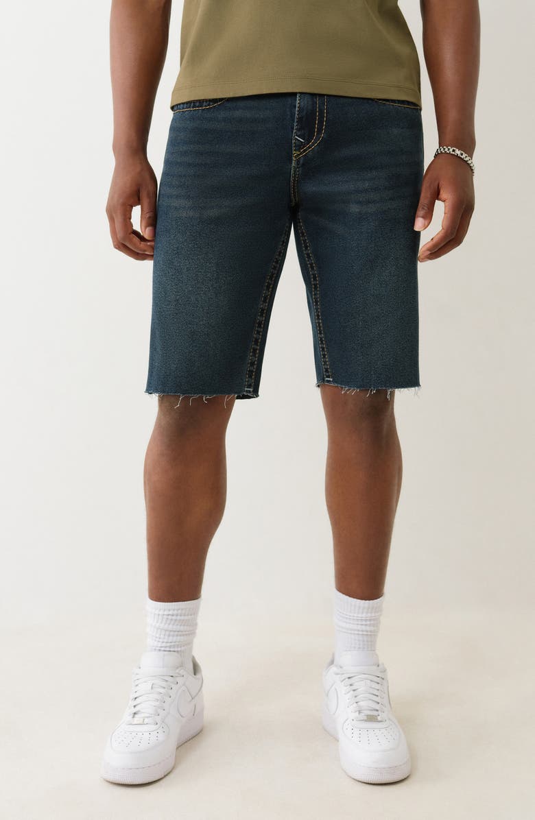 True Religion Ricky Raw Hem Straight Leg Denim Shorts, Main, color, 