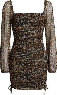 Jump Apparel Leopard Print Long Sleeve Minidress