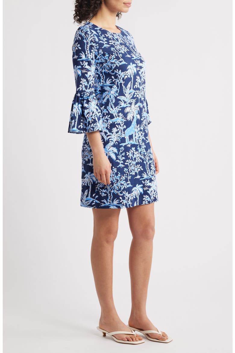 Rozaline Palm Print Supima® Cotton Jersey Dress, Alternate, color, LOW TIDE NAVY TALL TALES