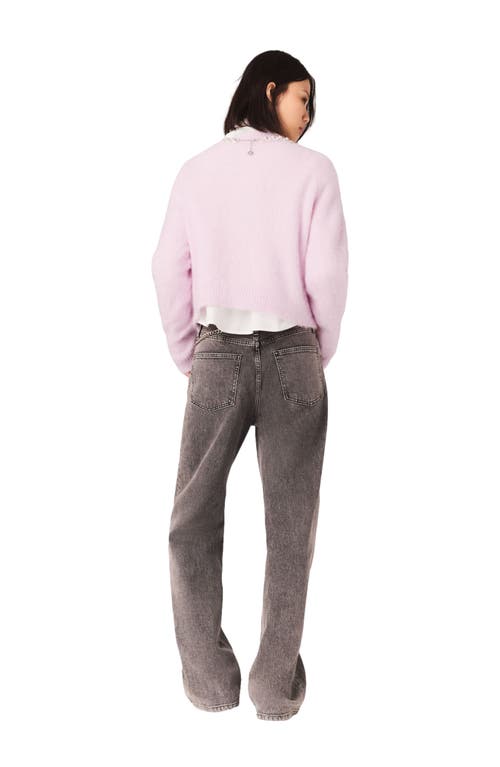 Maje Removable Jewel Collar Sweater In Pink