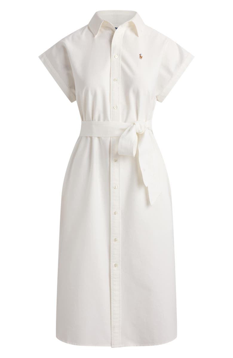 Polo Ralph Lauren Belted Cotton Midi Oxford Shirtdress, Alternate, color, Bsr White