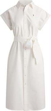 Polo Ralph Lauren Belted Cotton Midi Oxford Shirtdress