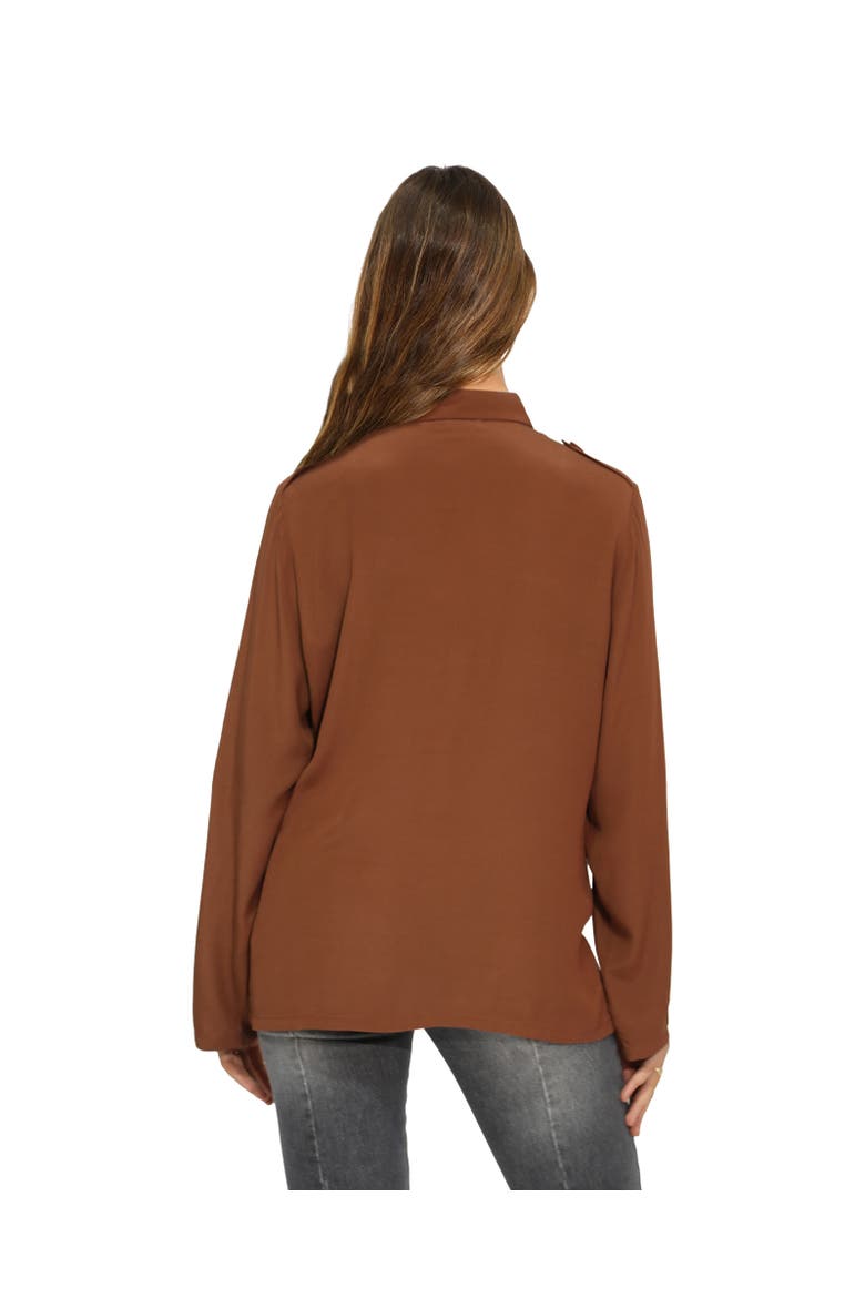 Eclipse Rolled Sleeve Blouse, Alternate, color, Dark Brown