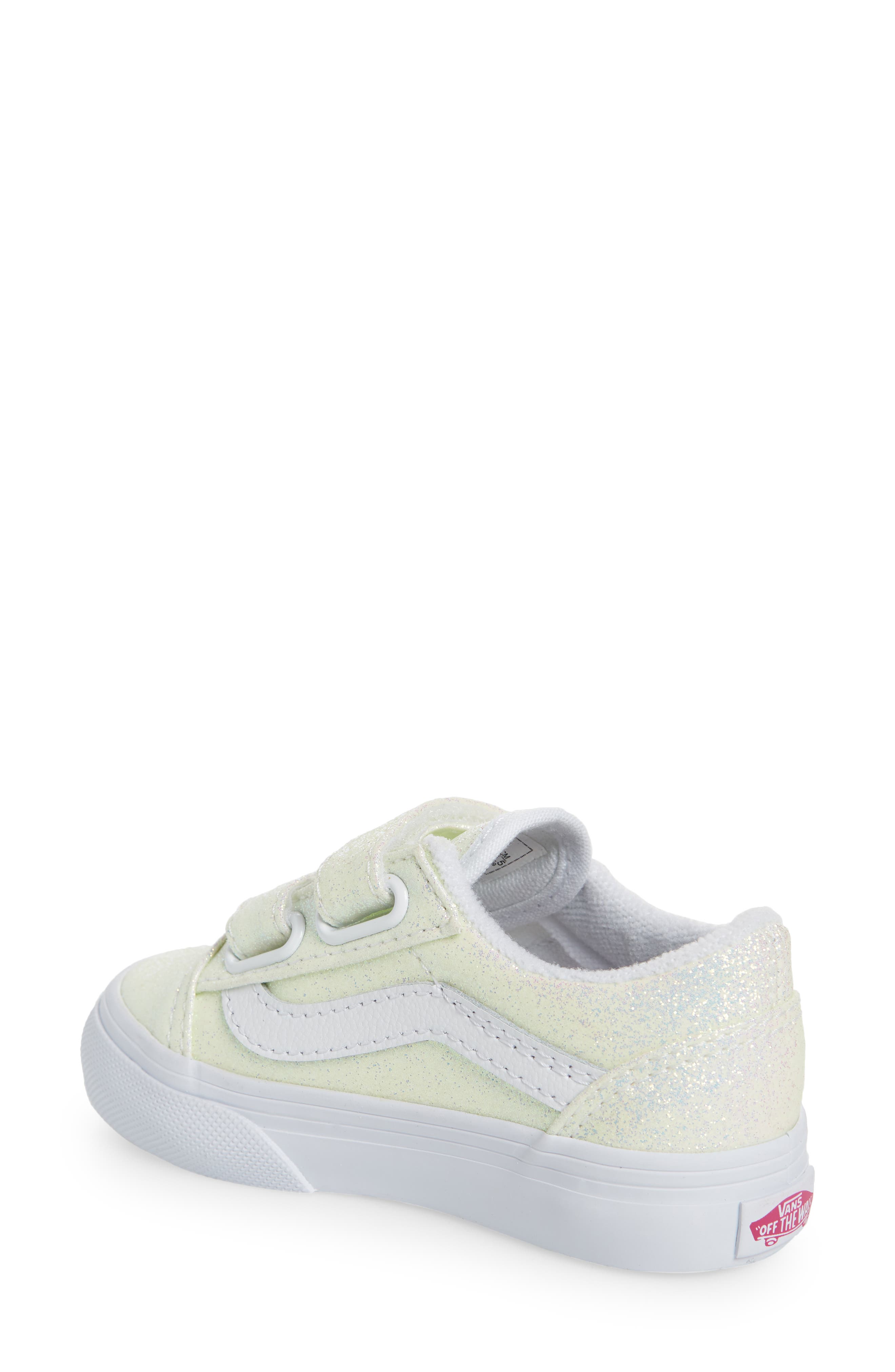 Old Skool V Glitter Sneaker, Alternate, color, UV GLITTER/ PINK/ WHITE