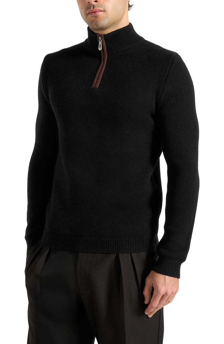 Manière De Voir Torin Quarter Zip Knit Jumper, Alternate, color, Black